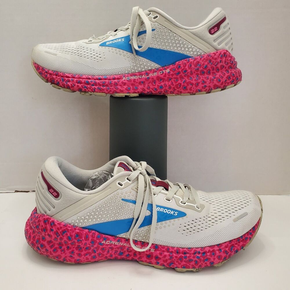 Brooks Adrenaline GTS 22 Women’s 10 White Pink Leopard Running Shoes 1203531